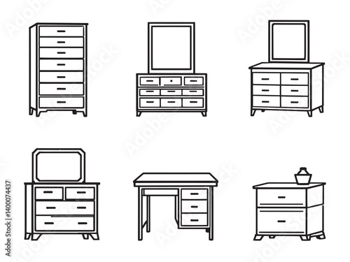 Simple Dresser Sketch Art Collection