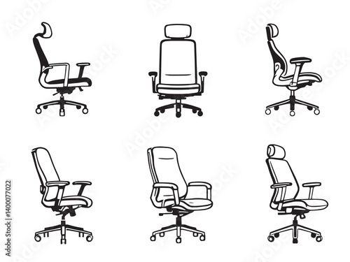 Ergonomic Chair Black Line Art Series