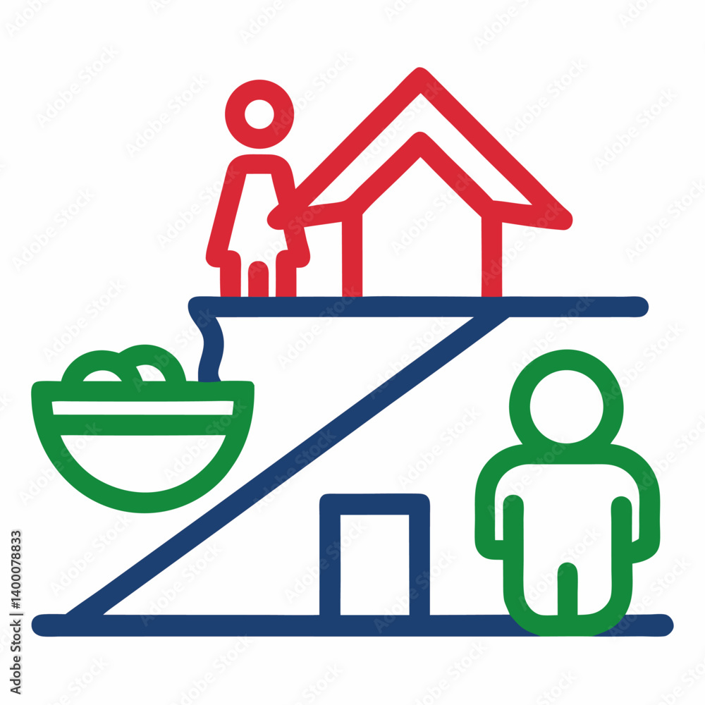 Poverty line icon. Simple outline style. Homeless beggar, hunger and poor concept. Vector on white background. Poverty line icon. Simple outline style. Homeless beggar, hunger and poor concept. Vector on white background.