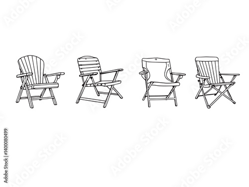 Folding Lawn Chair Line Drawing Set