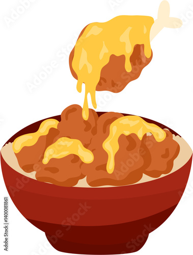 Melted Cheese Drizzled over Crispy Chicken Bowl