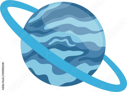 Celestial Orb: Swirling Azure Planet with Bright Blue Ring