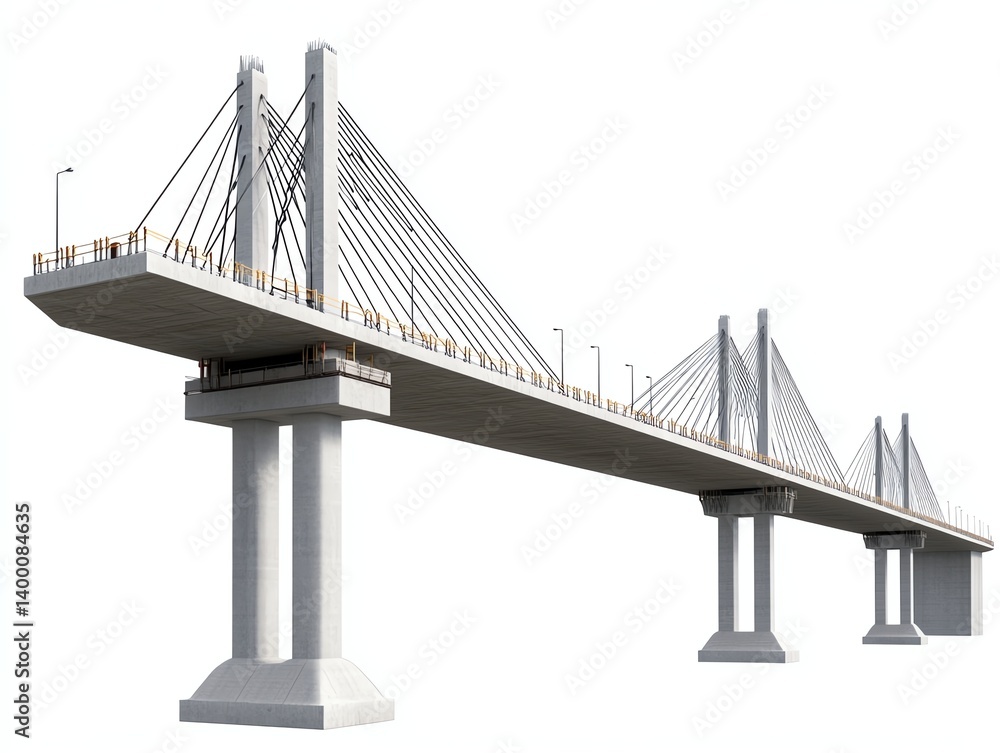 Obraz premium a bridge construction crane clipart, large scale project, realistic detail, isolated on white background