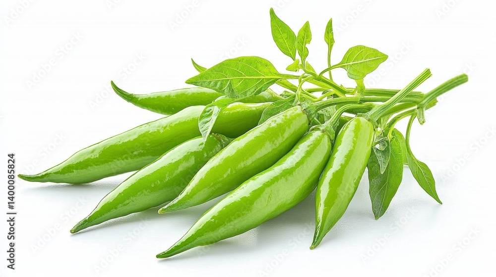 Fototapeta premium Fresh Green Chili Peppers Bunch