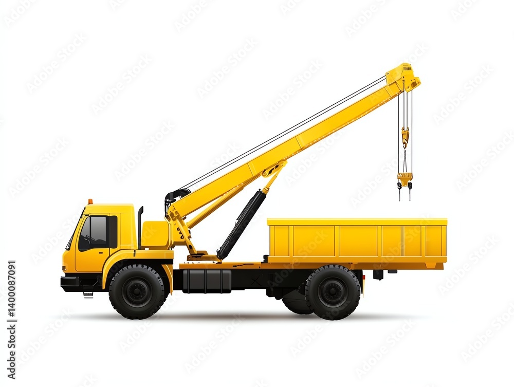 Naklejka premium a telescopic crane on wheels clipart, mobility in construction, vector detail, isolated on white background