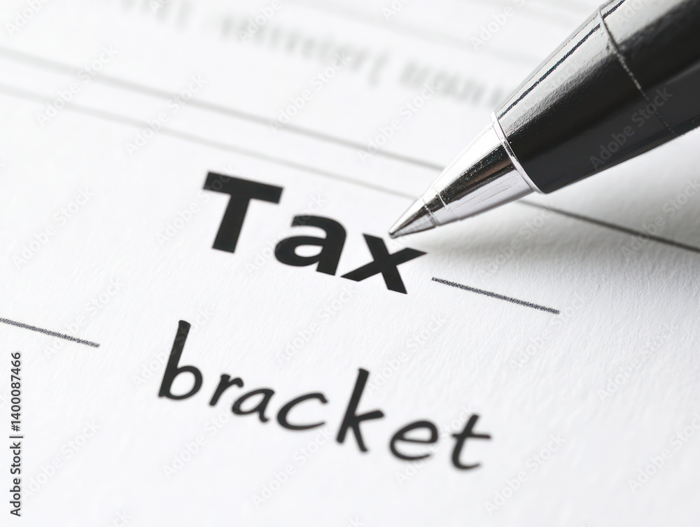 Tax document with pen highlighting term Tax bracket, symbolizing financial planning and obligations Tax document with pen highlighting term Tax bracket, symbolizing financial planning and obligations