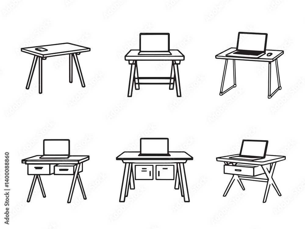 Modern Laptop Table Minimal Sketch Set