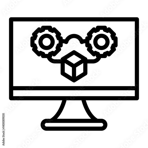Virtual Machine Vector Line Icon Design