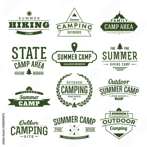 Set Summer camp labels 