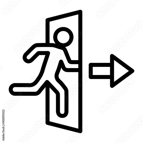 Emergency Exit Vector Line Icon Design