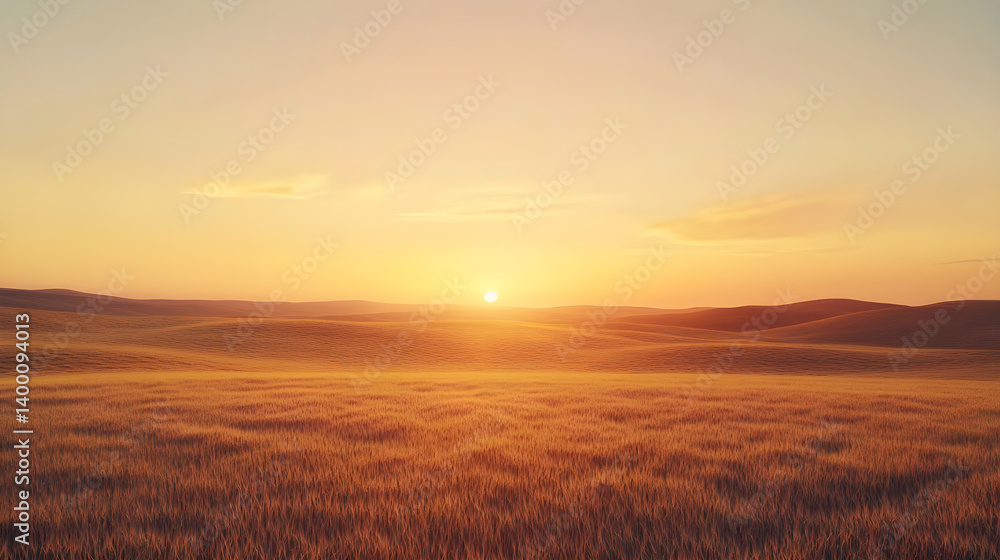 Fototapeta premium Eternal Horizon: The Tranquil Fusion of Sky and Earth