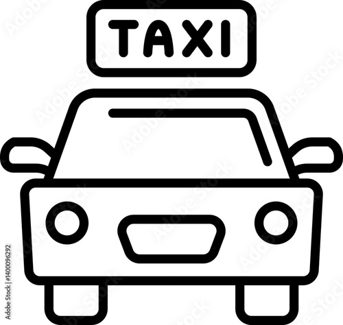 Taxi icon for ride-hailing and transportation - Editable Stroke SVG, fully scalable.