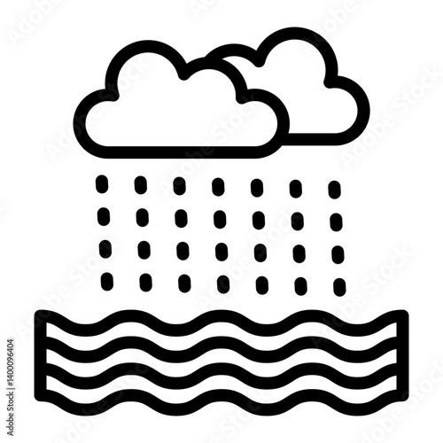Heavy Rain Vector Line Icon Design