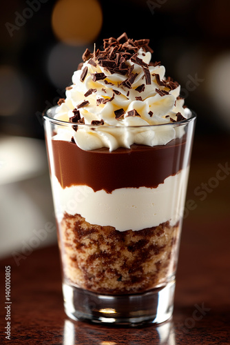 Decadent Chocolate Parfait with Whipped Cream and Shavings
