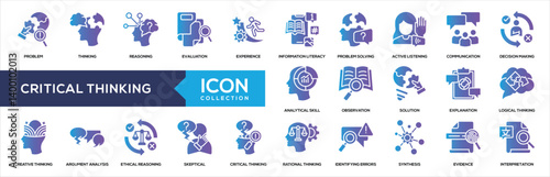 Critical Thinking Glyph Gradient Icon Collection