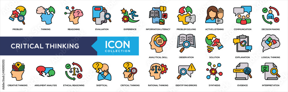 Critical Thinking Lineal Color Icon Collection Critical Thinking Lineal Color Icon Collection