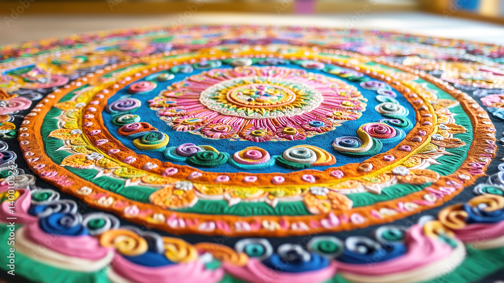 Colorful intricate mandala design with textured patterns and vivid colors for meditation Colorful intricate mandala design with textured patterns and vivid colors for meditation