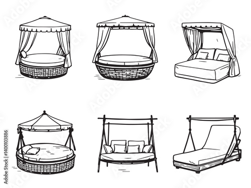 Clean Outdoor Daybed Sketch Set