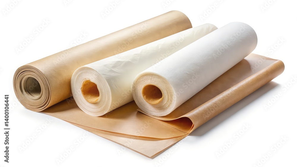 Brown wafer roll isolated on white, a blank tube object closeup Brown wafer roll isolated on white, a blank tube object closeup