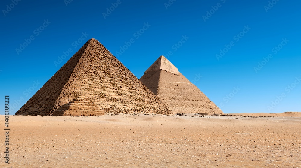 Majestic pyramids of giza against a clear sky Majestic pyramids of giza against a clear sky
