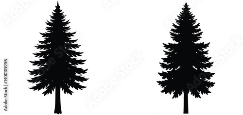 Wallpaper Mural A set of vector tree silhouettes, including pine, oak, and palm, isolated for nature and design illustrations Torontodigital.ca