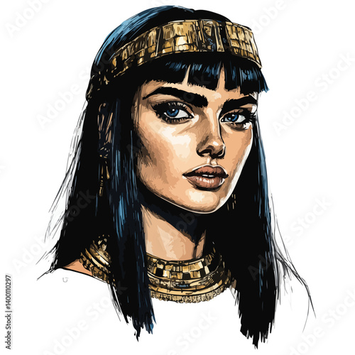Egyptian Queen Cleopatra. vector illustration of a beautiful woman.