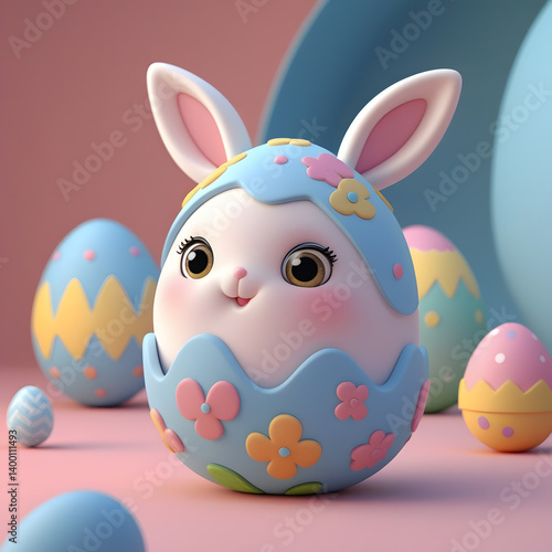 A creatively designed single easter egg illustration, with a soft color background