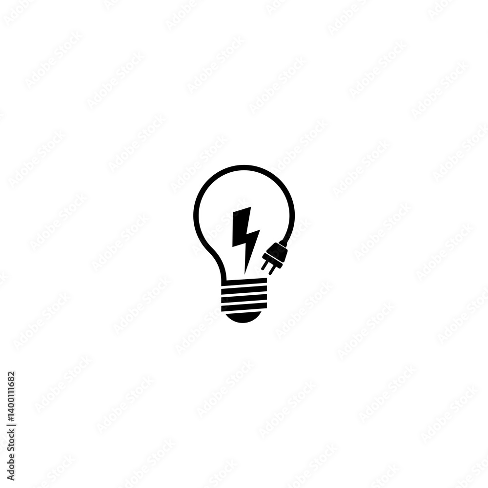 Light Bulb with lightning icon isolated on white background Light Bulb with lightning icon isolated on white background