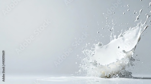 Splash of milk action studio photography white background aerial view creative concept