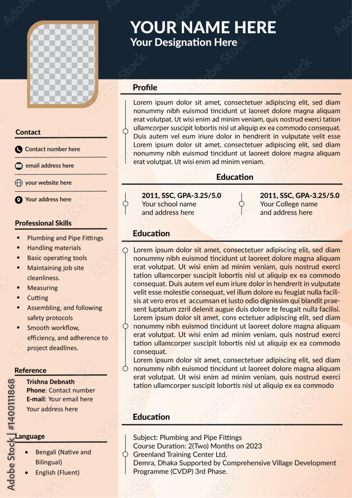 Fototapeta premium Clean and Clear Professional Business Modern, Minimalis CV Resume and Cover Letter Design Template