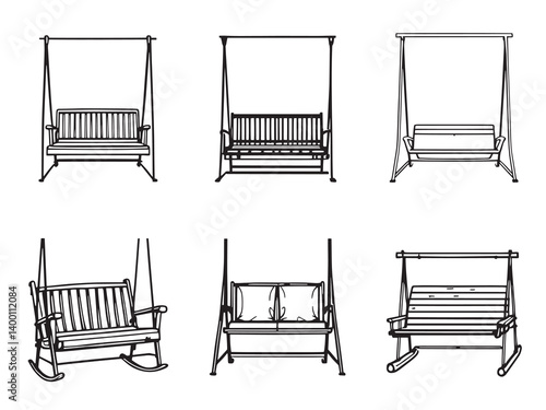 Minimalist Porch Swing Vector Set