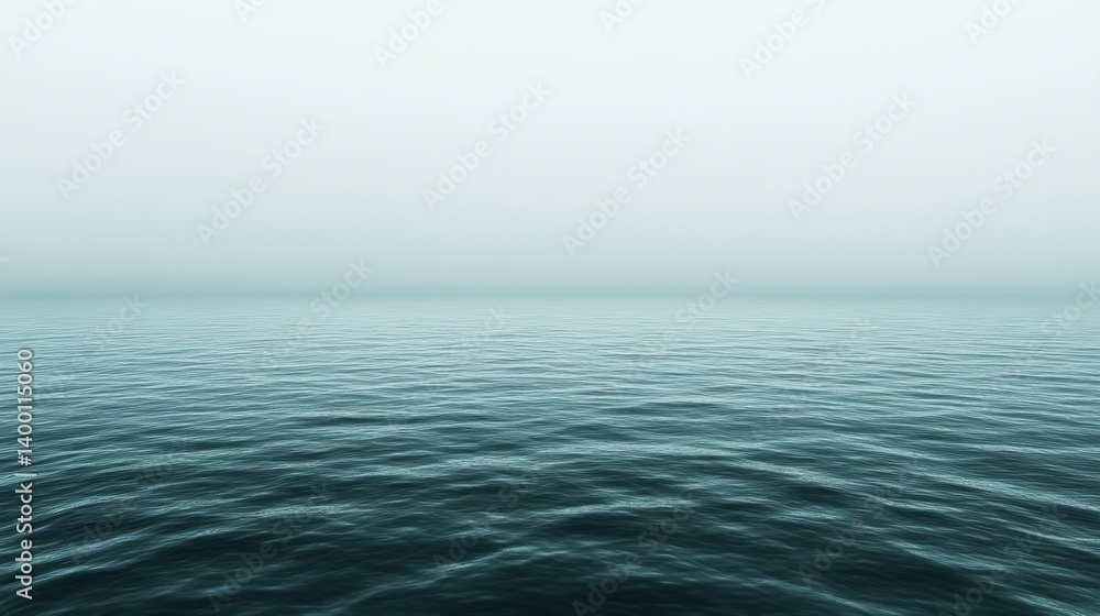Fototapeta premium Serene ocean horizon under a misty sky creating a tranquil and peaceful scene with calming blue water and soft light for background