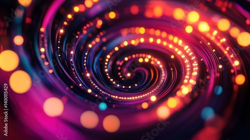 Abstract swirling vortex of vibrant lights