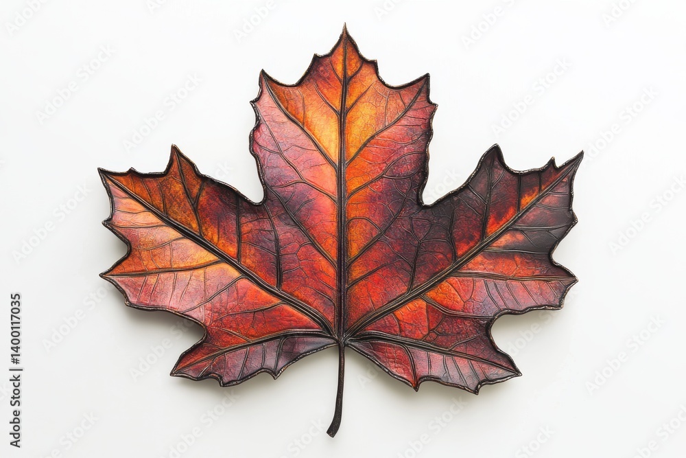 Obraz premium Autumn maple leaf close up on white background