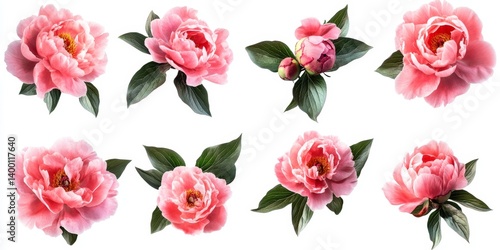 Delicate Pink Peonies in Isolated Arrangement