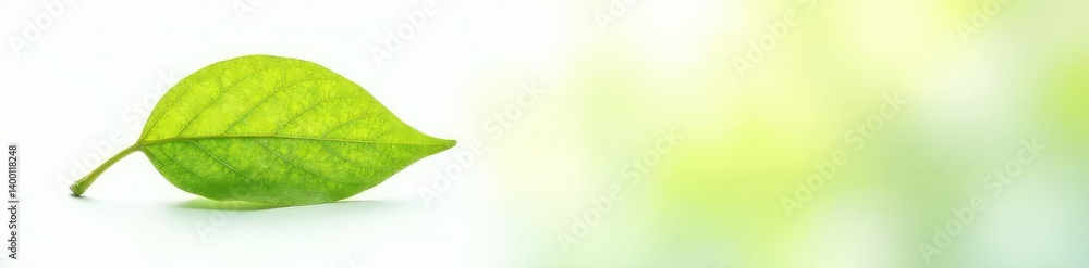 Obraz premium Single leaf with veins isolated on white background with soft focus, nature photography, foliage