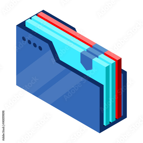 Isometric folder with documents. Document folder isometric. Archive containing documents. Isometric technology