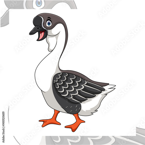 Cartoon African geese on white background