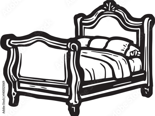 Elegant Sleigh Bed Vector Icons