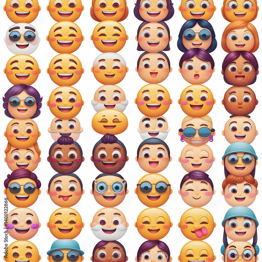 Bright and cheerful emoji-themed mobile set with vibrant colors and expressive, smiling faces Bright and cheerful emoji-themed mobile set with vibrant colors and expressive, smiling faces