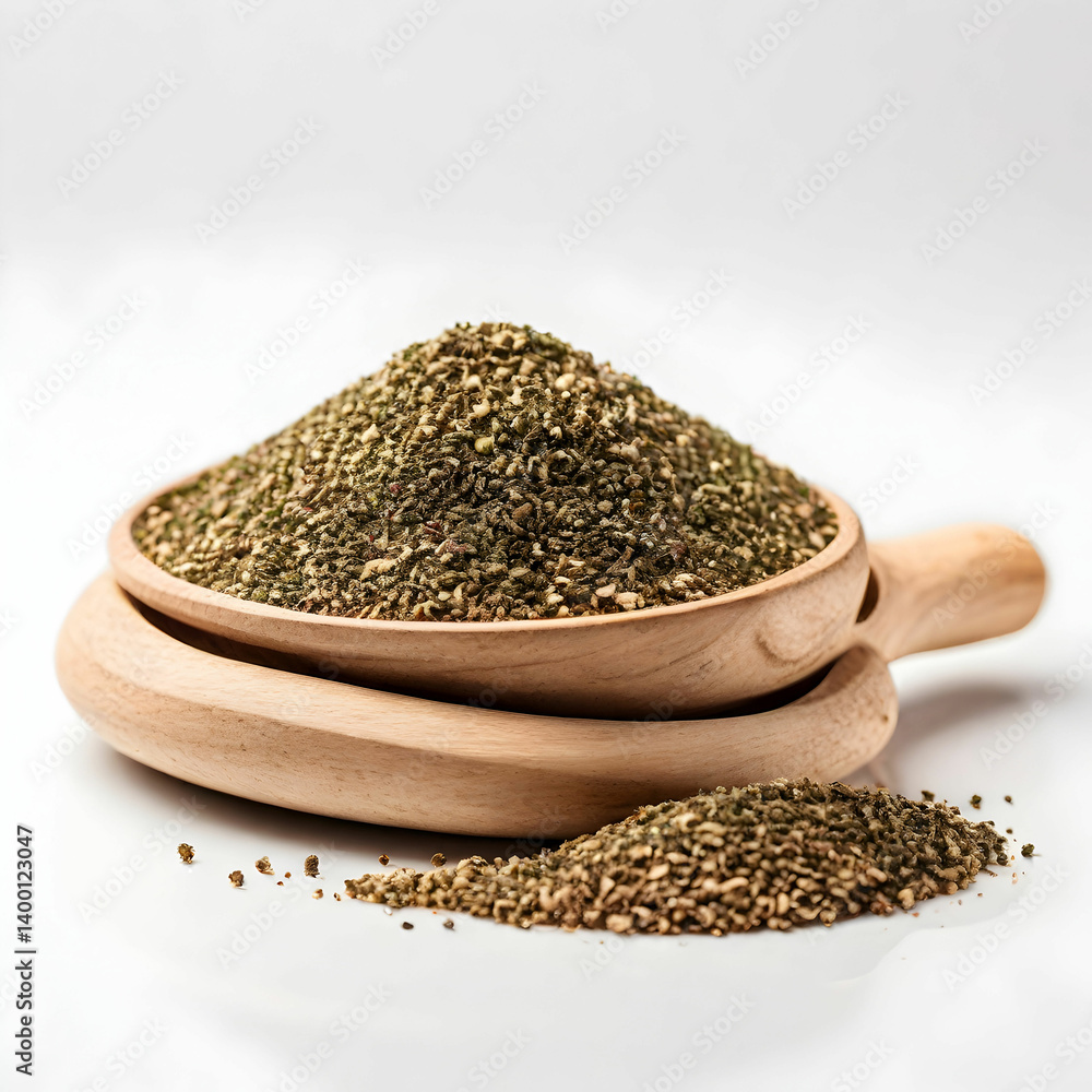 Fresh and magnificent zaatar, isolated on a white background Fresh and magnificent zaatar, isolated on a white background