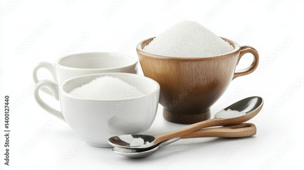 Isolated tea cup bundle with sugar cubes and a small spoon. Isolated tea cup bundle with sugar cubes and a small spoon.