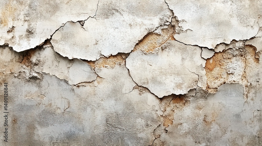 Eroded Grunge Wall Surface with Orange Rust Stains and Peeling Plaster. Abstract Textured Architecture Background Eroded Grunge Wall Surface with Orange Rust Stains and Peeling Plaster. Abstract Textured Architecture Background