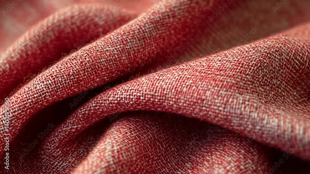 Close-up of Textured Red Fabric Displaying Woven Pattern and Subtle Variations Close-up of Textured Red Fabric Displaying Woven Pattern and Subtle Variations