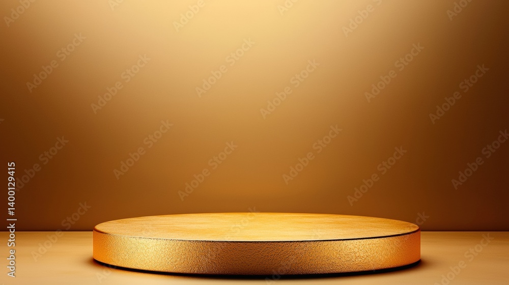 Golden showcase platform on vibrant gradient backdrop for luxury product photography Golden showcase platform on vibrant gradient backdrop for luxury product photography