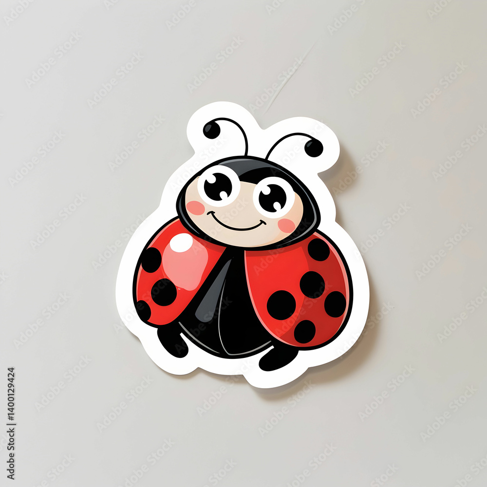 Fototapeta premium Cute ladybug animal cartoon sticker