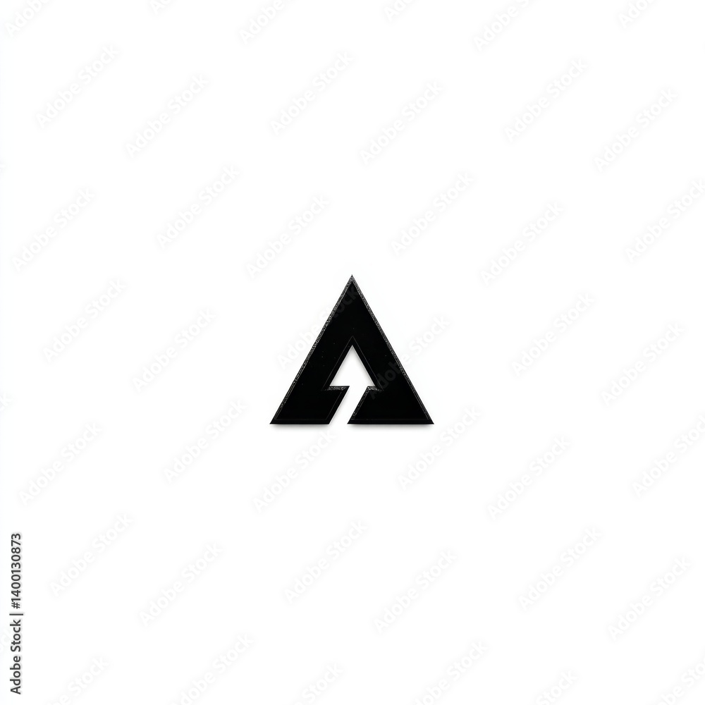 Abstract Black Triangle Logo with Arrow Shape on White Background, Minimalist Corporate Design Abstract Black Triangle Logo with Arrow Shape on White Background, Minimalist Corporate Design