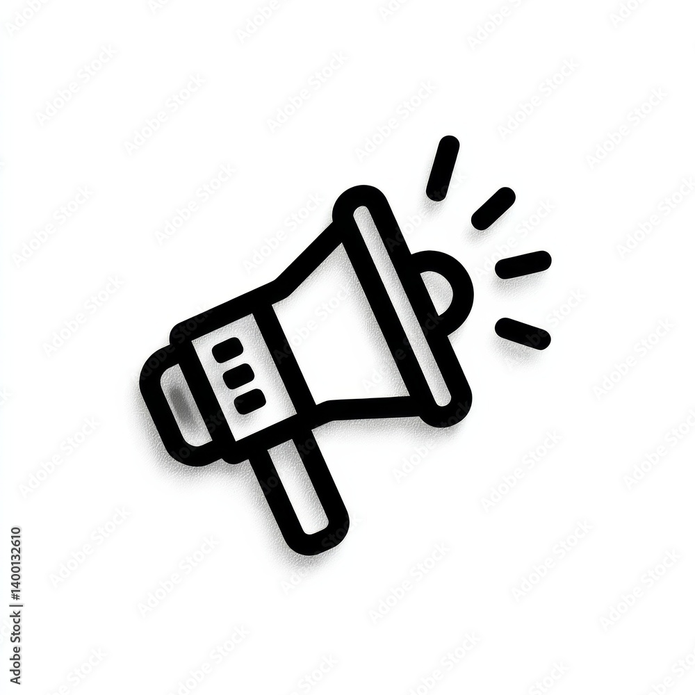 Loudspeaker Icon on White Background for Announcements and Marketing Campaigns Using Outline Style Loudspeaker Icon on White Background for Announcements and Marketing Campaigns Using Outline Style