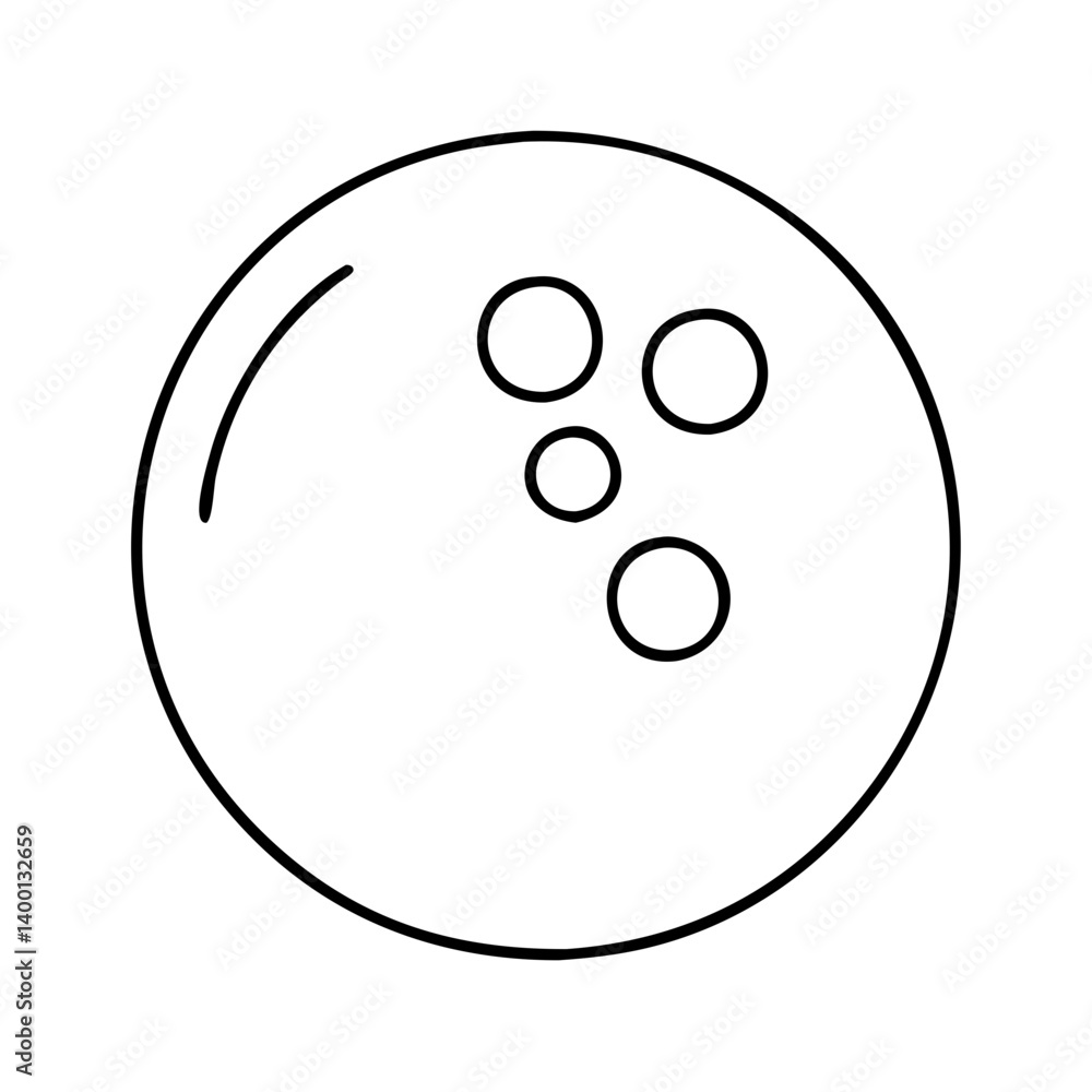 Simple Line Drawing of a Bowling Ball with Four Finger Holes Simple Line Drawing of a Bowling Ball with Four Finger Holes