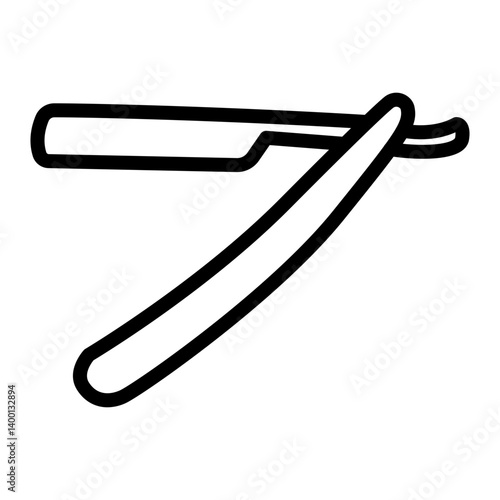 Straight Razor Vector Line Icon Design